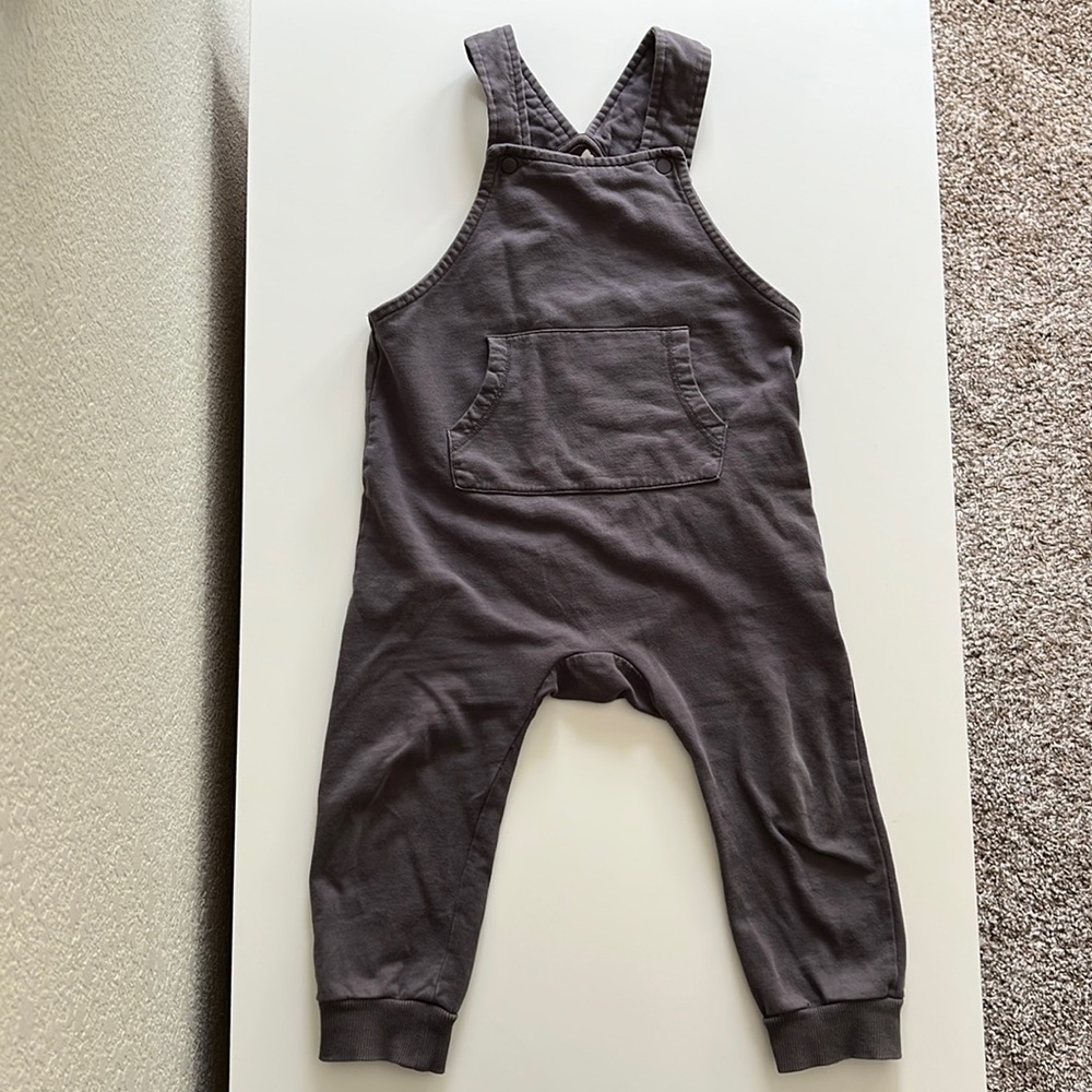 H&M 1.5-2 year gray organic cotton bib overalls